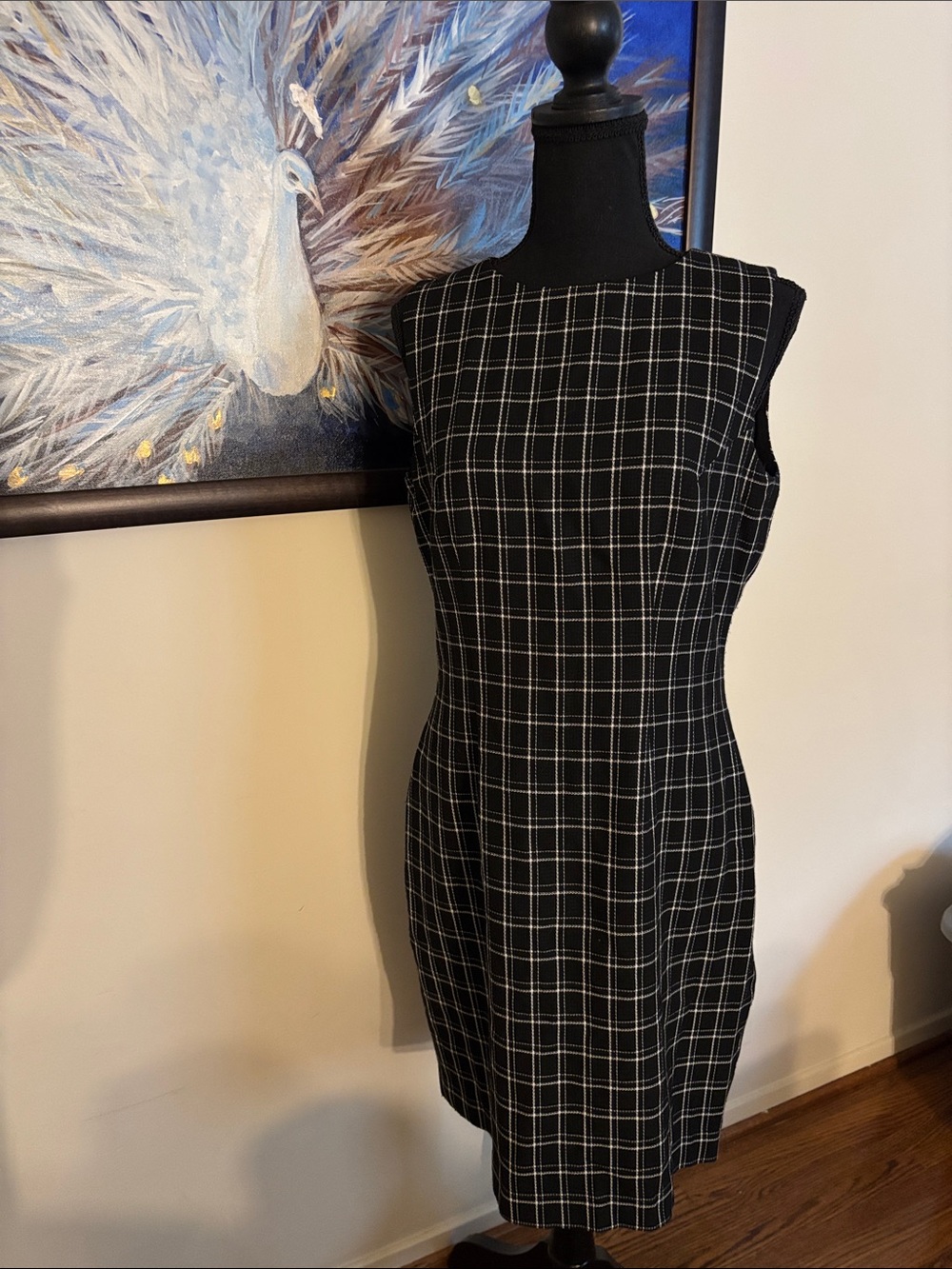 Casual Corner Black Plaid Sleeveless Dress 90s Aesthetic Grunge Rom Com 10